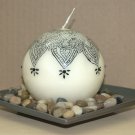 Henna design round candle - with Swarovski crystals