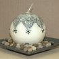 Henna design round candle - with Swarovski crystals