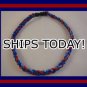 Titanium Baseball Sport Necklace BLUE & RED