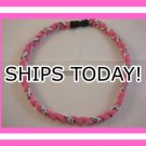 Titanium Softball Sport Necklace PINK & WHITE