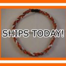 Titanium Baseball Sport Necklace ORANGE & WHITE