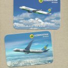 UZBEKISTAN AIRWAYS 2015 TWO RUSSIAN LANGUAGE CREDIT CARD SIZE POCKET CALENDAR CARDS