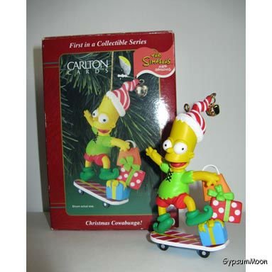 CHRISTMAS COWABUNGA! Bart Simpson by Carlton Cards Ornament in Box Matt ...