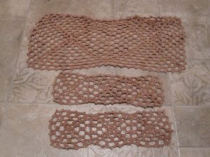 3 Vintage coffee table doilies brownish w/ gold flecks