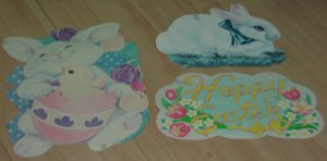 3 vintage Easter window decorations