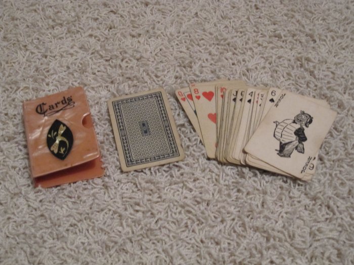 Vintage playing cards in plastic card holder