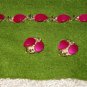 Vintage necklace & clip-on earrings set plum color