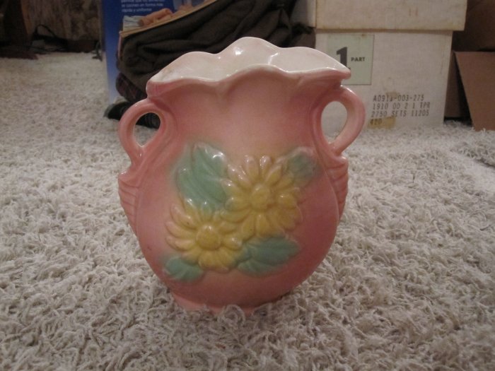 Early to mid 1900s art pottery in relief vintage vase