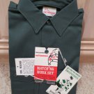 VINTAGE ANTIQUE SKOGMOS RED HAMMER SCOTCHGARD GREEN BUTTON FRONT MEN'S SHIRT