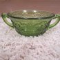 VINTAGE ANTIQUE GREEN DEPRESSION GLASS - SMALL SERVING BOWL AND SAUCER