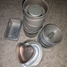 TINY BUNT, HEART, AND RECTANGULAR VINTAGE BAKING TINS PANS