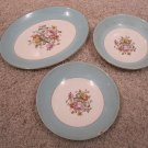 3 VINTAGE ANTIQUE CUNNINGHAM & PICKETT HAND DECORATED DANUBE DISHES & PLATTER 3 VINTAGE ANTIQUE CUNNINGHAM & PICKETT HAND DECORATED DANUBE DISHES & PLATTER