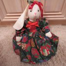 HANDMADE HOMEMADE BUNNY RABBIT STUFFED ANIMAL TOY WITH HOLIDAY DRESS HANDMADE HOMEMADE BUNNY RABBIT STUFFED ANIMAL TOY WITH HOLIDAY DRESS