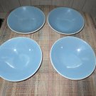 2 OR 4 VINTAGE BLUE & WHITE SAUCER BOWLS DISHES