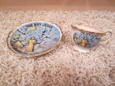 VINTAGE ANTIQUE THE BOY JESUS MINIATURE CUP & SAUCER - RUDOLPH, WISCONSIN