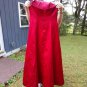 RED STRAPLESS BRIDESMAID'S DRESS, PARTY GOWN, SIZE 12, WITH BEADING