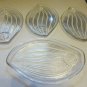 4 VINTAGE CLEAR SNACK TRAY PLATES DISHES