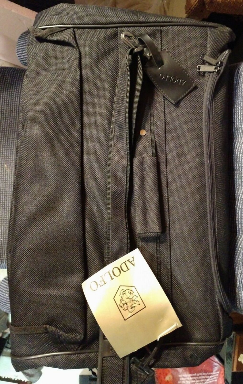 NEW NWT BLACK ADOLFO LUGGAGE CARRYON OVERNIGHT BAG WITH HANGER