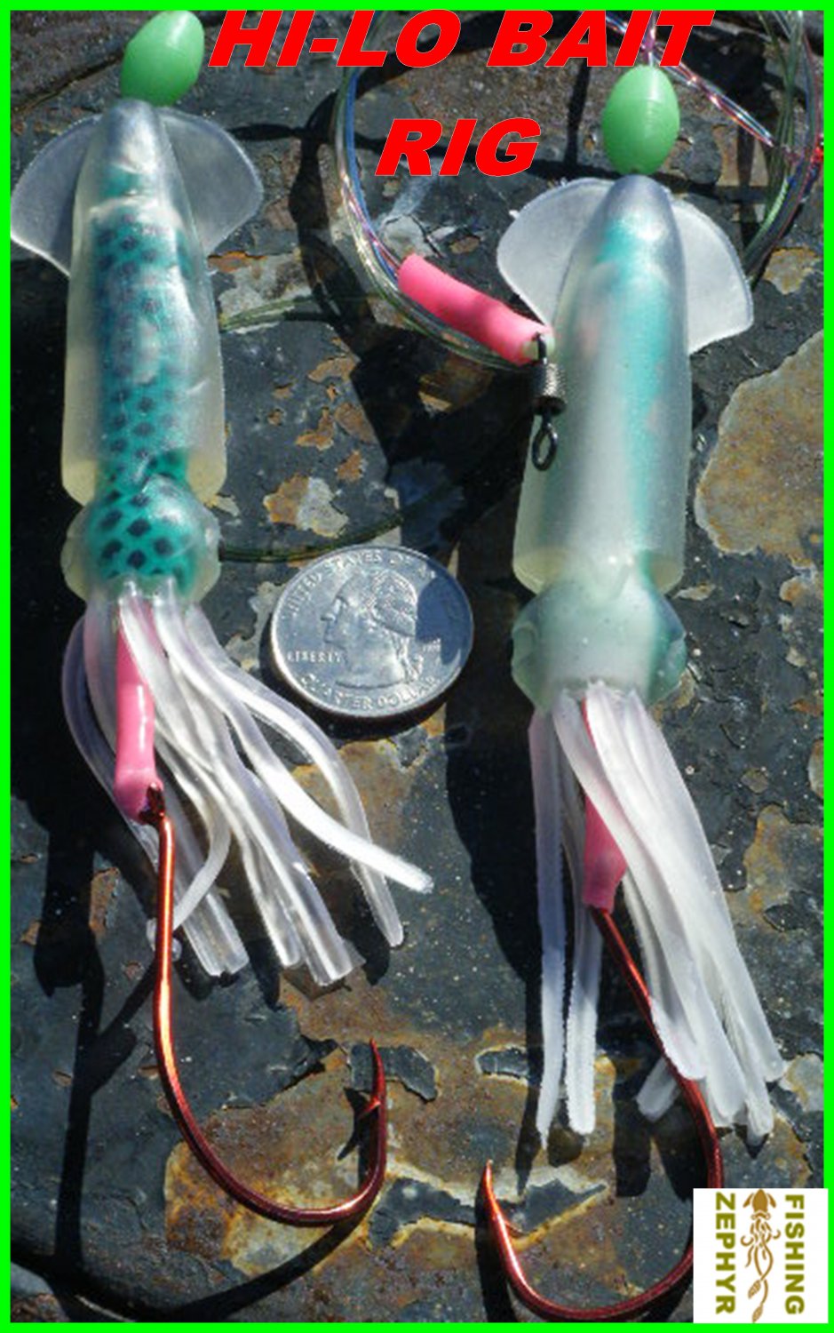 HILO DEEPSEA 2HOOK BAIT RIG WITH SQUID TEASERS..YOU WON'T FIND A BETTER RIG.PERIOD