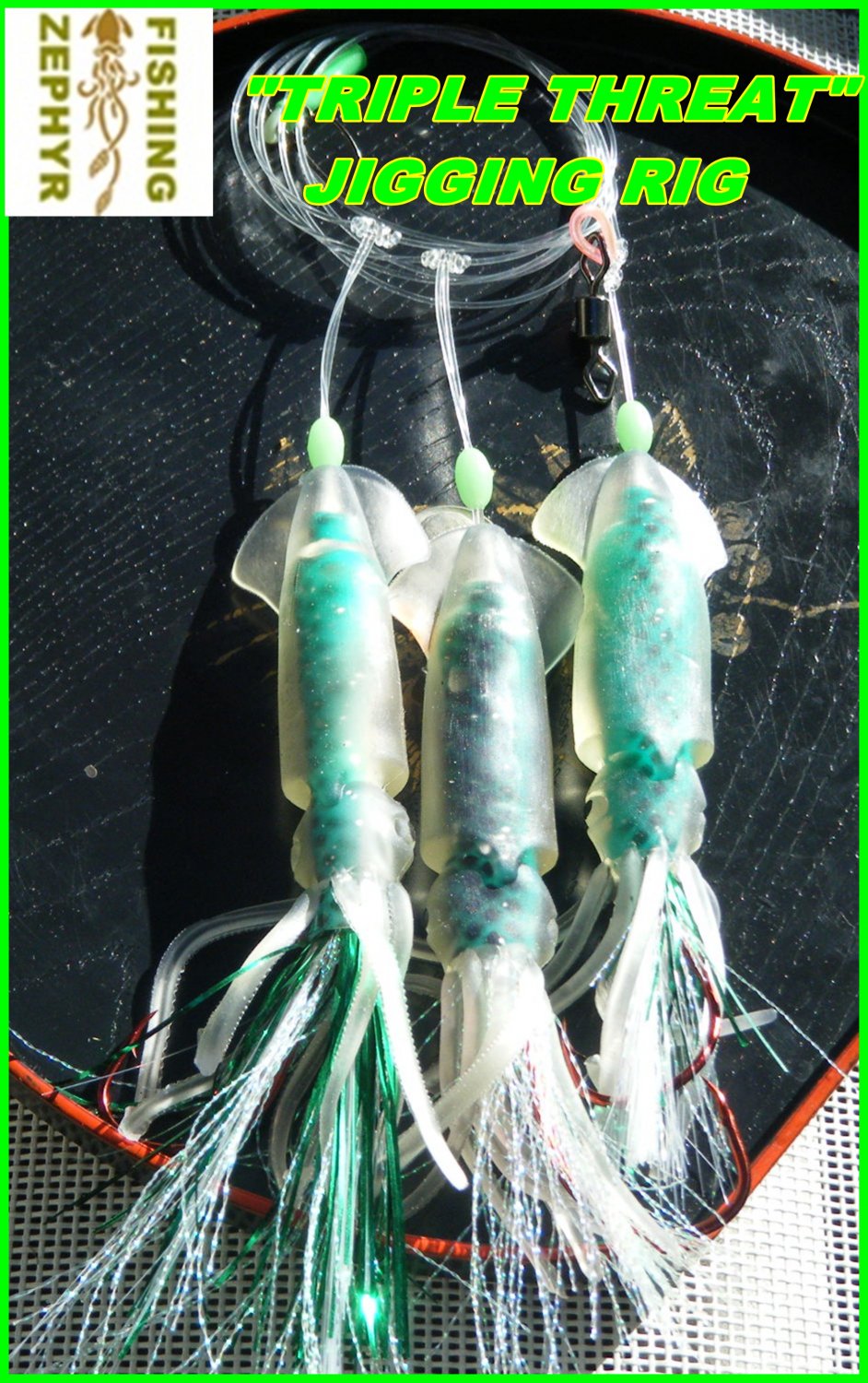 THREE SQUID"TRIPLE THREAT"JIGGING TEASER RIG