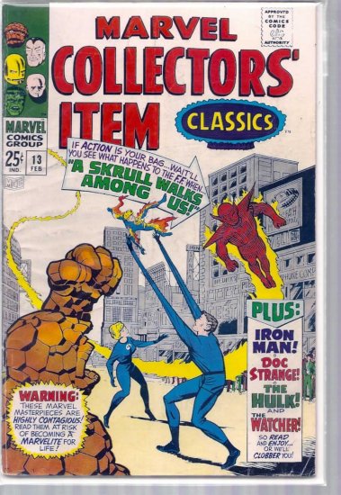 MARVEL COLLECTORS' ITEM CLASSICS # 13, 4.5 VG +