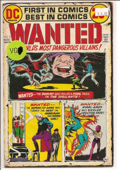 Wanted, The World's Most Dangerous Villains # 3, 4.0 VG