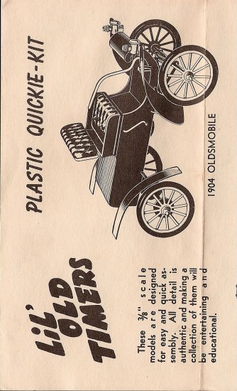 Inst Sheet 1904 Olds Lil Old Timers