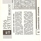 Inst Sheet 1916 Stutz Bear Cat