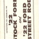 Inst Sheet 1922 Stock Ford Street Rod