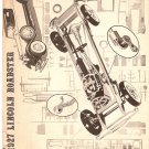 Inst Sheet 1927 Lincoln Roadster