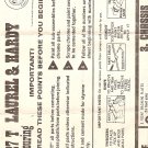 Inst Sheet 1927 T Laurel & Hardy Touring
