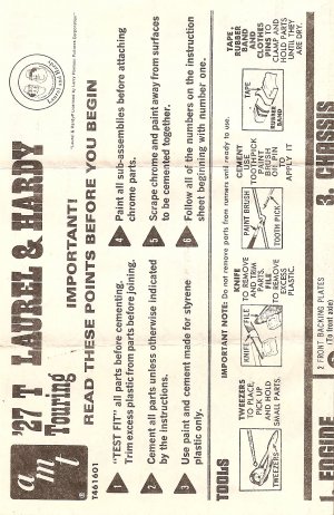 Inst Sheet 1927 T Laurel & Hardy Touring