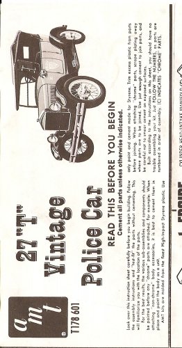Inst Sheet 1927 T Vintage Police Car