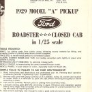Inst Sheet 1929 Model A Pickup