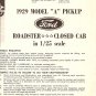 Inst Sheet 1929 Model A Pickup