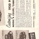 Inst Sheet 1930 Ford Model A coupe Cabriolet