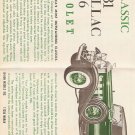 Inst Sheet 1931 Cadillac V 16 Cabriolet