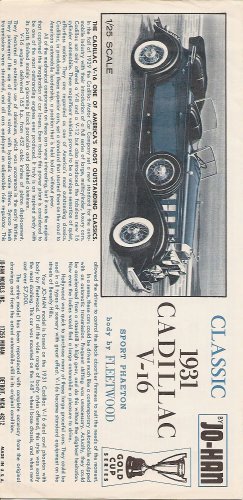 Inst Sheet 1931 Cadillac V 16 Sport Phaeton