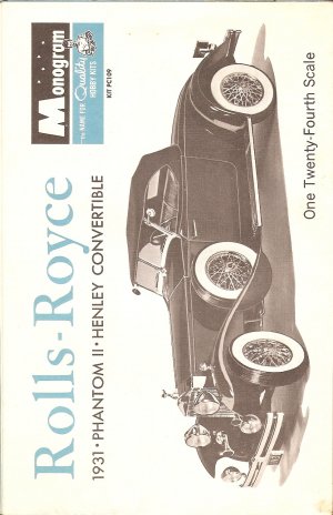 Inst Sheet 1931 Rolls Royce Phantom
