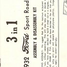 Inst Sheet 1932 Ford Sport Roadster 3 in 1