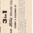 Inst Sheet 1940 Ford Deluxe Coupe 3 in 1
