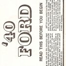 Inst Sheet 1940 Ford Street Rods