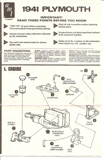 Inst Sheet 1941 Plymouth