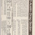 Inst Sheet 1950 Austin Drag Sedan