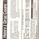 Inst Sheet 1951 Henry J Drag Coupe
