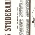 Inst Sheet 1953 Studebaker