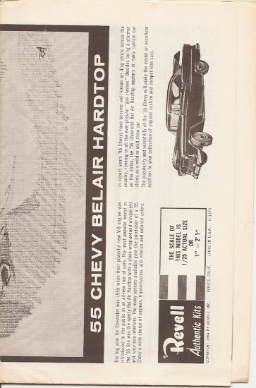 Inst Sheet 1955 Chevy Belair Hardtop