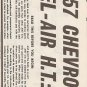 Inst Sheet 1957 Chev Bel Air HT