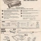 Inst Sheet 1957 Chevy Bel Air Hardtop