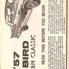 Inst Sheet 1957 T Bird Mod Classic